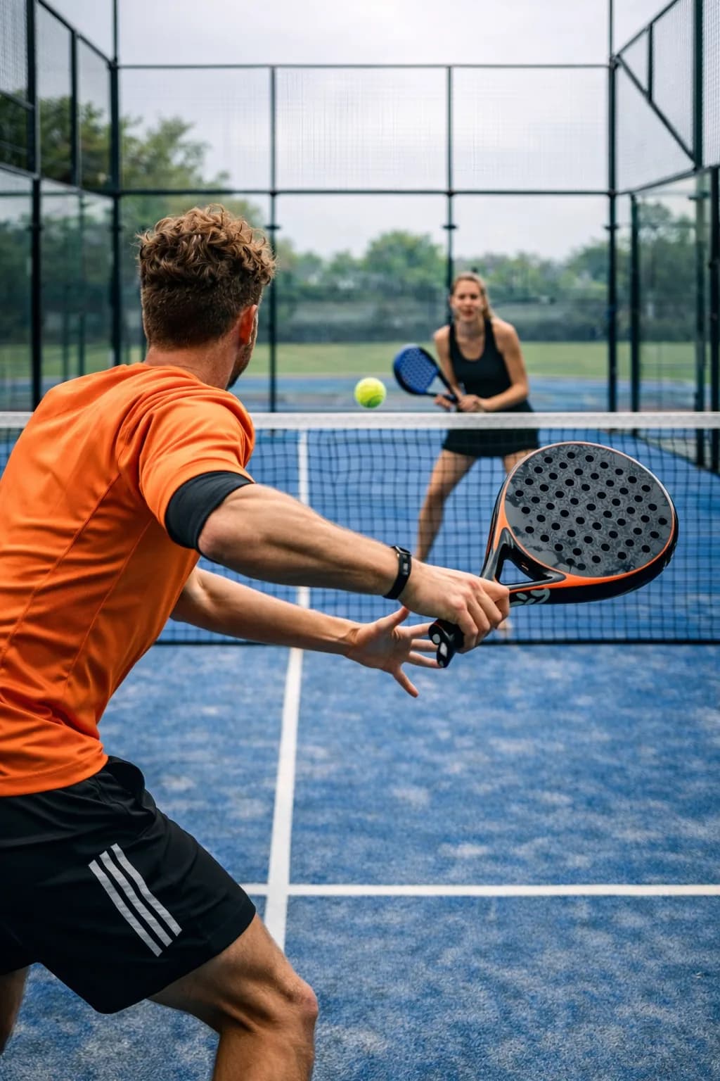 Padel player in action